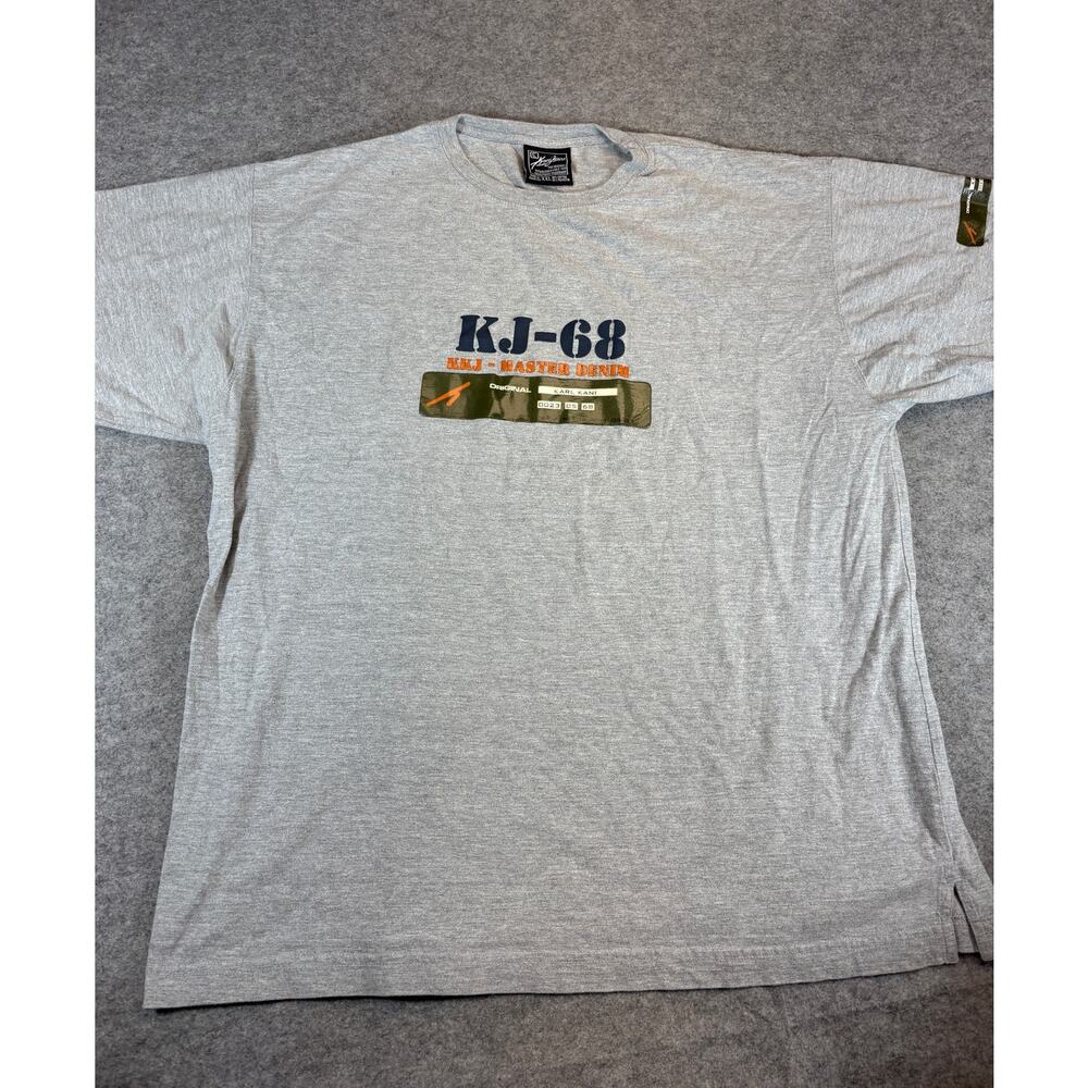 VINTAGE Y2K Karl Kani Jeans Shirt Mens 2XL Gray KJ68 Graphic Hip Hop Streetwear